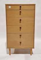 Vintage Avalon chest of drawers comprising six drawers, each with single turned wooden handle, on