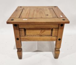 Contemporary pine side table of square form, 52cm high x 57cm wide x 57cm deep