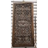 Chinese carved fretwork wooden panel, late 19th/early 20th century, of rectangular form, carved with