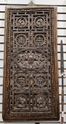 Chinese carved fretwork wooden panel, late 19th/early 20th century, of rectangular form, carved with