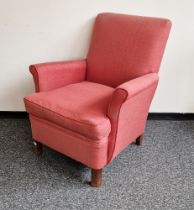 Vintage pink upholstered armchair, 78cm high