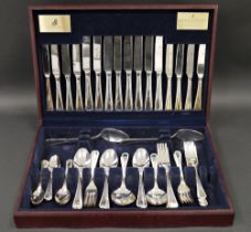 Viners canteen of EPNS table flatware for eight persons, bead and thread border, in table canteen