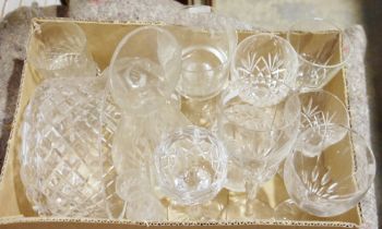 Small collection of cut and moulded glass, to include a Waterford cut glass bowl, a pair of