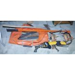 Bag of assorted tools to include a pair of Buckingham FG35032 climbing grip leg braces, a large