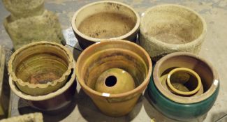 Assorted garden pots in terracotta, stoneware, etc (8)