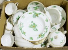 Japanese Art Deco large Green Willow pattern tea and dinner service