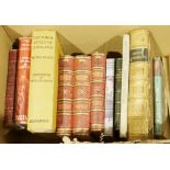 Assorted volumes, three volumes of the Waverley Novels Centenary Edition, full leather copy of The