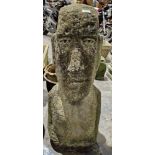 Composite stone figure in the style of a Moai/Easter Island head  Condition Report Request: