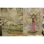 Assorted pictures to include two original watercolours by Molly Harrison, one of a fairy titled '