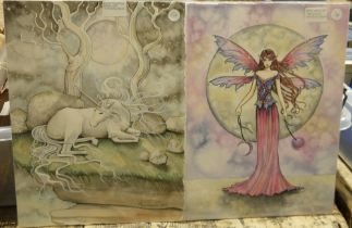 Assorted pictures to include two original watercolours by Molly Harrison, one of a fairy titled '