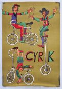 Two vintage Polish Circus 'Cyrk' advertising posters: Featuring a clowns face, artist: B.