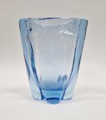 Whitefriars sapphire blue lobed vase designed by James Hogan, pattern 9385, 20cm high