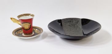 Rosenthal for Versace, 'Medusa' pattern coffee cup and saucer, together with a Rosenthal black