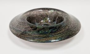 Annette Meech (b.1948) for The Glasshouse, a large dichroic glass bowl with turned down rim, multi-