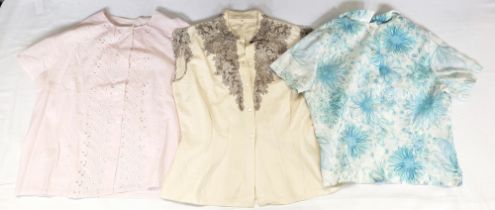 A quantity of vintage cotton, silk and other blouses embroidered, printed  etc.(1 box)