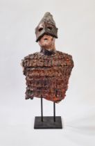 Paulo Staccioli (b. 1943) A large earthenware bust of a warrior wearing armour and face mask, copper