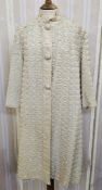 Vintage silk and sequin evening coat, sequin buttons, mandarin collar , Carnegie white shift