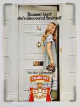 Two original vintage Smirnoff vodka advertising posters: "Rumour has it she's discovered
