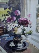 John Yardley (b.1993) Watercolour drawing Still life with vase of illiums, signed lower right,