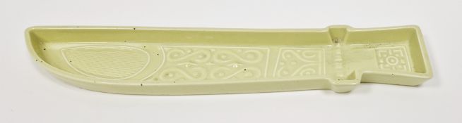 Poole Pottery dish in the shape of a dagger, 33.5cm long