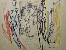 Feliks Topolski (1907-1989) Ink and pastel drawing “Apsley House 78 – Catwalk Sketch of Yuki’s