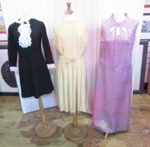 1960's various dresses to include a linen shift dress with embroidered detailed to the yoke labelled
