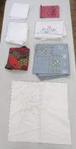 Quantity damask tablecloths, napkins and other table linens (1 box)