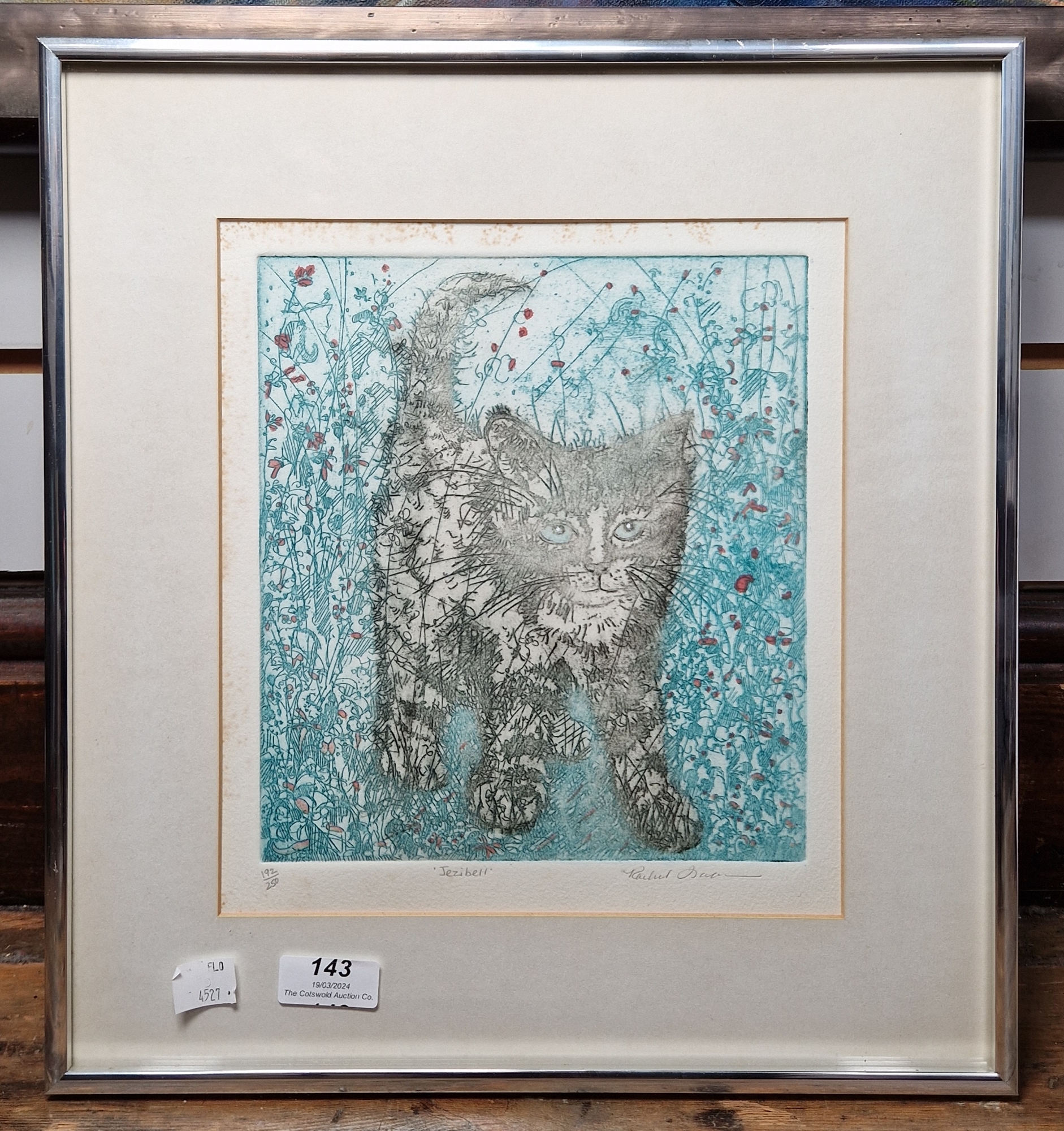 Martin Leman (b.1935)  Coloured etching  "Sam", study of a cat, no.33/50, signed lower right in - Image 4 of 6