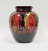 Moorcroft 'Leaf and Berry' pattern oviform vase, 20th century, painted and impressed marks, tube