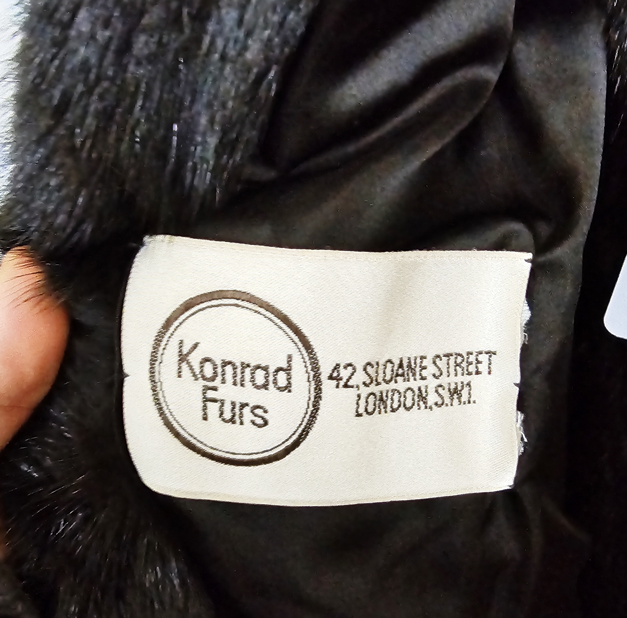 Full-length black ranch mink coat, labelled 'Konrad Furs, 42 Sloane Street, London, SW1', with a - Image 3 of 6