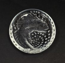 Late 20th century Lalique clear and frosted glass 'Concarneau' bowl, inverse moulded depicting a