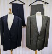 Gents Louis Feraud suit labelled 'Trabaldo Togna, made in Italy', black with a very faint maroon