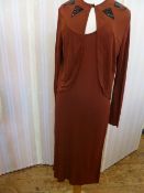 Terence Nolder for Quorum , rust coloured viscose slip dress with spaghetti straps and a matching