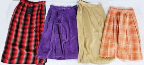 A large quantity of vintage wool and other skirts, tweed, linen, printed, patterned etc. (1 box)