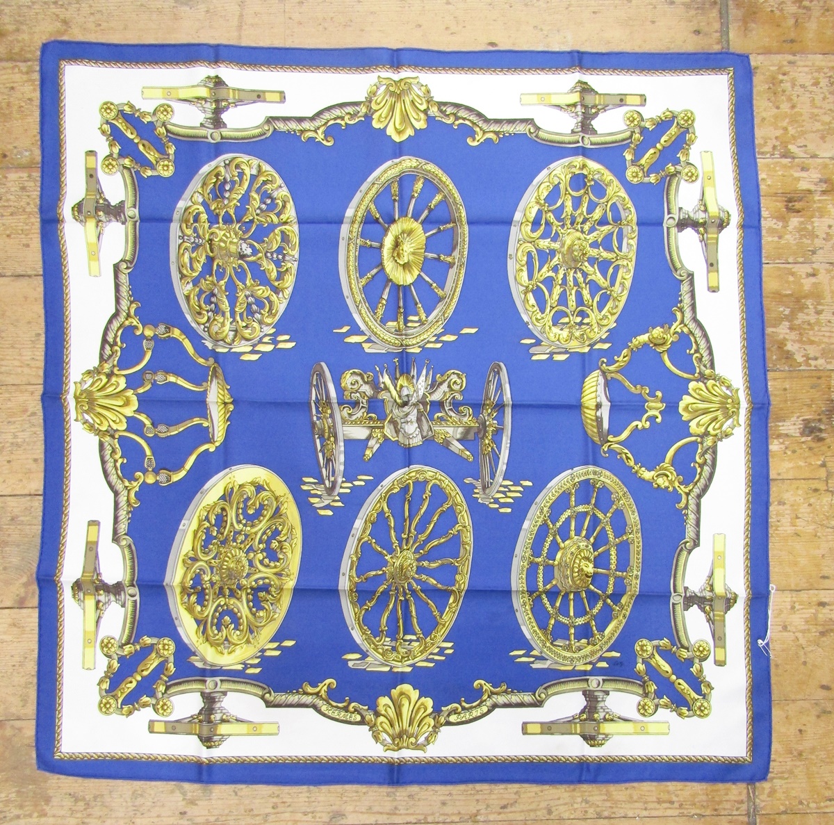 Hermes printed silk scarf 'Roues de Canon', circa 1970