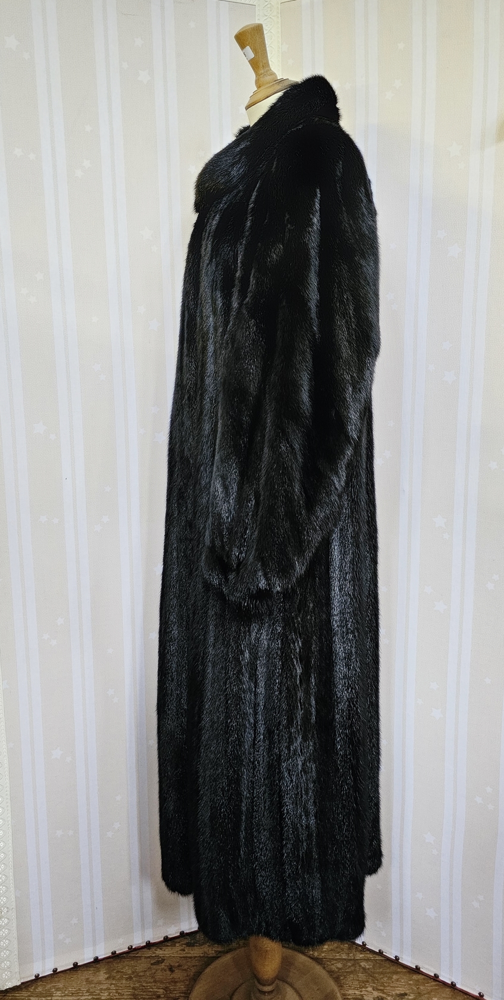 Full-length black ranch mink coat, labelled 'Konrad Furs, 42 Sloane Street, London, SW1', with a - Image 2 of 6