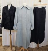 Various 1940's and 50's items to include a pale wool coat with quilted front pockets, buttoning to