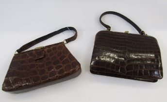 Fassbender,  gilt metal mounted crocodile handbag and another with Art Deco-style gilt metal