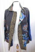 1920's Chinese black embroidered jacket with embroidered collar, sleeves and body, decorated with
