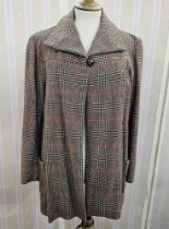 Tweed three-quarter car coat, wool, labelled 'Hershelle Mode', label detaching, single button