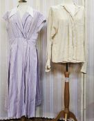 Chanel Boutique purple and white striped cotton dress labelled 'Chanel Boutique', size 40,