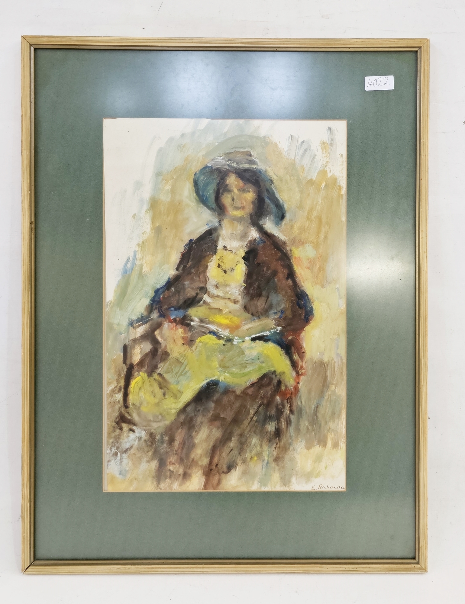 E. Richardson (20th century) Oil on paper Portrait of a seated lady, signed lower right, framed - Image 2 of 3