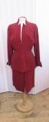 Thierry Mugler red and dark red chevron striped jacket and skirt, with Couture labels, possibly size