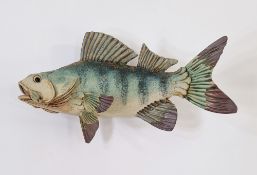Colin Andrews (20th century) 'Perch' a studio pottery model of a fish, signed and dated '99, 37cm