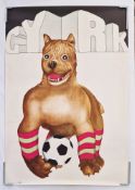 Two vintage Polish Circus 'Cyrk' advertising posters: Bulldog with football, circa 1973, artist