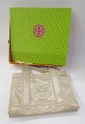 Tory Burch cream small tote bag with two handles, boxed, two pairs Tory Burch sunglasses, Tory Burch