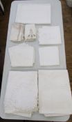 Linen sheet, drawn thread tablecloths, napkins and other linens (1 box)