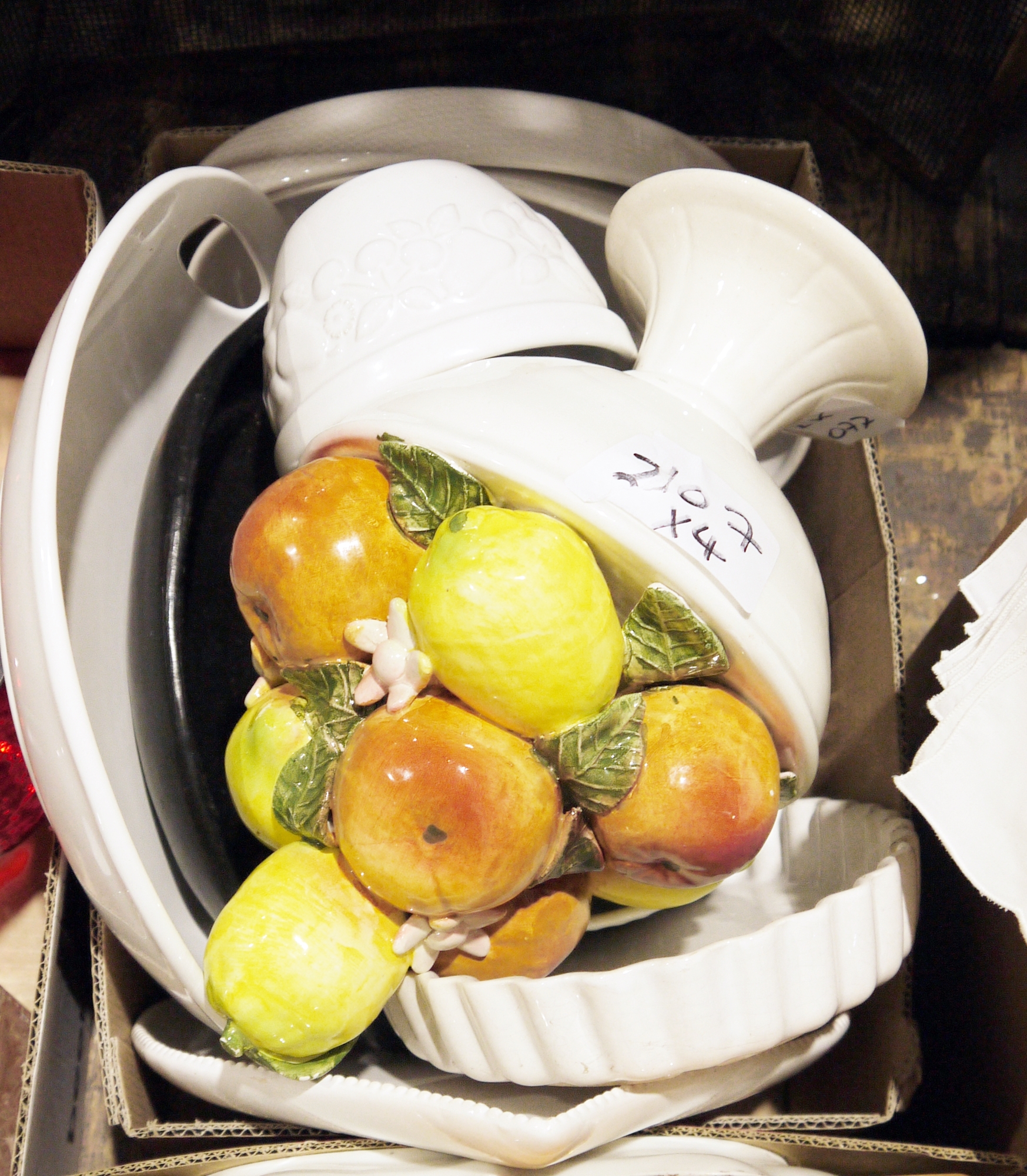 Quantity of assorted white china to include Mitierteich German side plates, ceramic basket of fruit, - Image 2 of 4