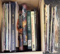 Assorted books and long playing records, vinyl, to include Gilbert O Sullivan, the Ramones, Joe
