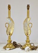 Pair of gilt-metal swan-cast table lamps in the Empire style, each labelled for Peter Martin,